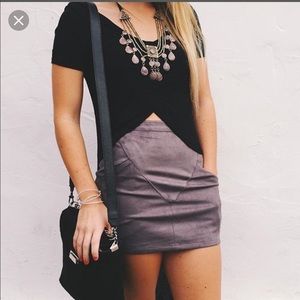LF grey suede skirt